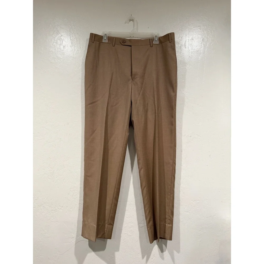 Canali 1934 Mens Tan 100% Wool Dress Pants Made in Italy Size 52 EU 36 US